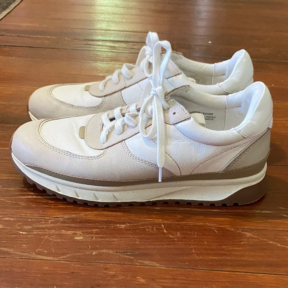 Madewell Men's White and Tan Sneakers Tennis Shoes Size 9.5